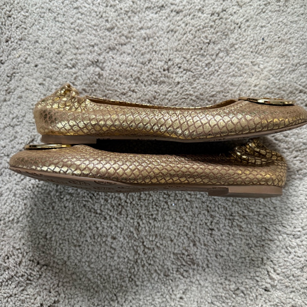 Tory Burch Metallic Gold Loafers - Picture 7 of 8